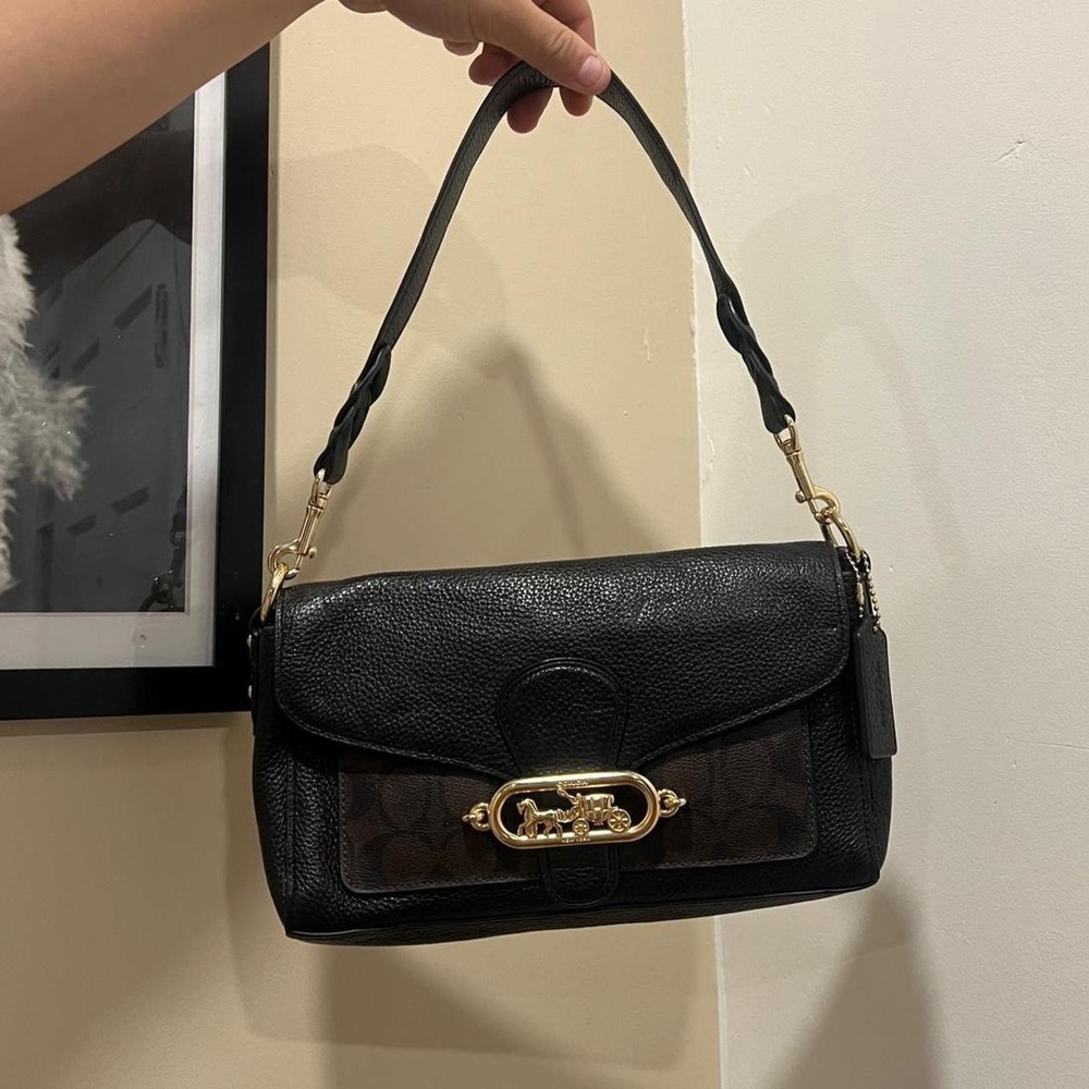 Y2K 2000s black pebbled leather Coach Jade Shoulder Bag / Crossbody bag
